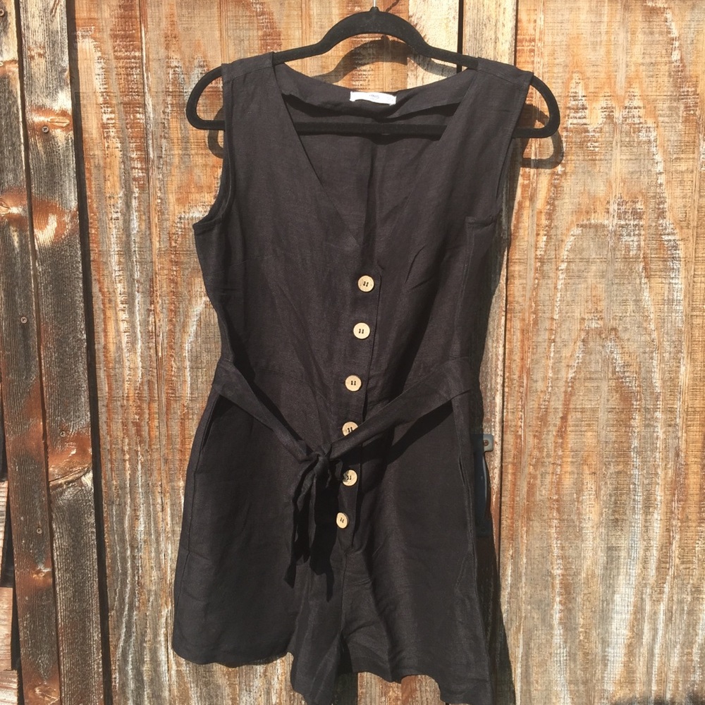 Mango Bow Linen Jumpsuit, Size M